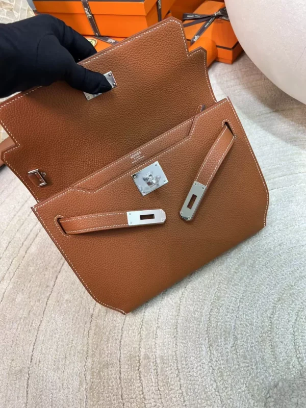 7fe70533dfff7e6-jpg USA Los Angeles 37 Gold Togo Kelly Depeches 25CM Clutch Bag Silver Hardware
