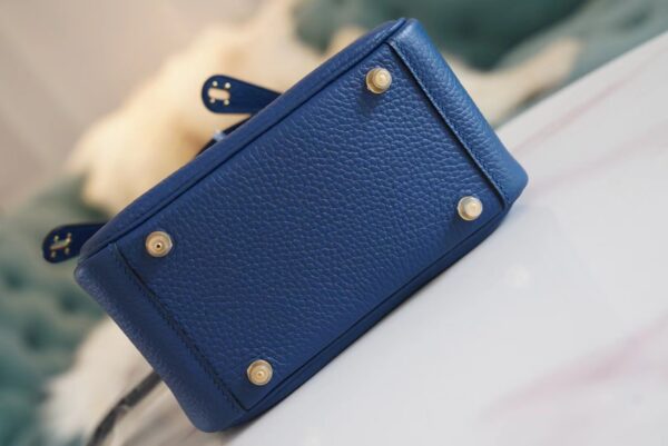 7fea0c10f578285 Fashion Hermes S4 Deep Blue Mini Lindy 19CM Clemence Leather Gold Hardware