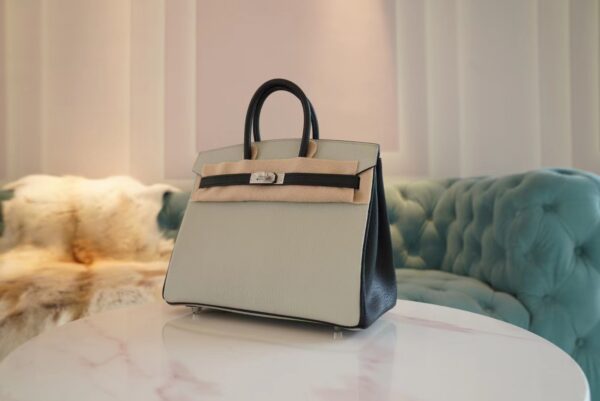 800f1517b85ae86 God Factory Bags Factory Hermes C80 Gris Pearl/CK89 Black Chevre Leather Birkin25CM Silver Hardware