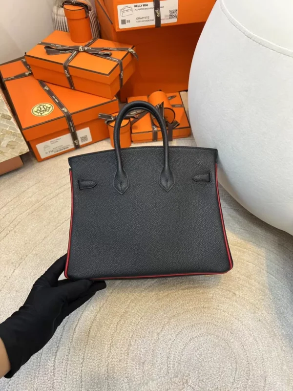 805c18a82a04315-jpg Hermes 89 Noir/ Rouge De Coeur Birkin 25CM Togo Leather Gold Hardware