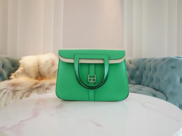 806686e883cd2a4-1 Australia Sydney Hermes Halzan 25CM Clemence 0Z Vert Fizz/ 0S Vert Fizz Silver Hardware