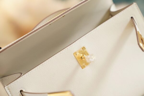 808aff1f38644c9 God Factory Bags Hermes Kelly Pochette22cm CK10 Craie Swift Leather Gold Hardware