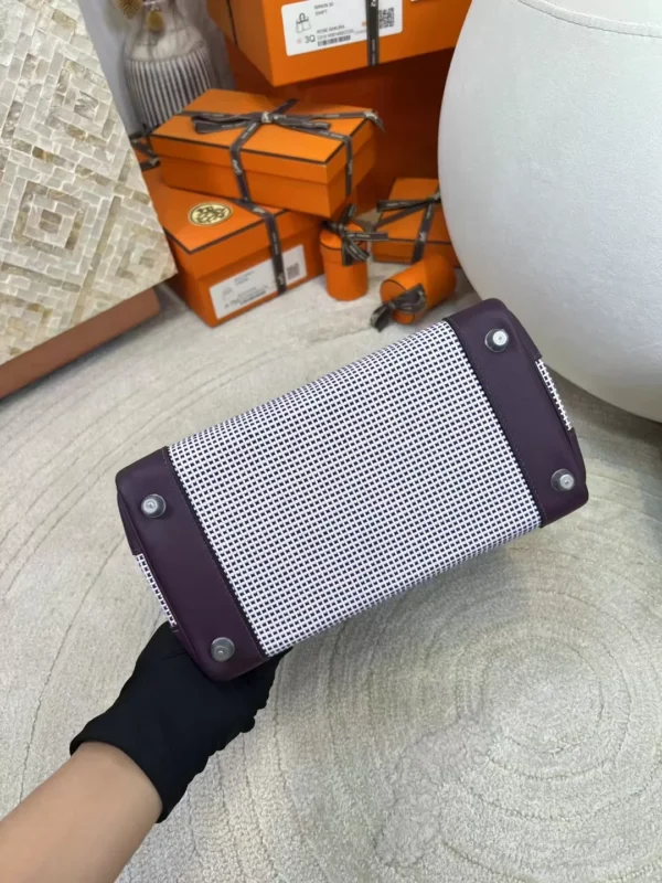 80b938c3bc47da5-jpg Hong Kong Birkin 25CM Toil Canvas / Leather N5 Cassis Silver Hardware