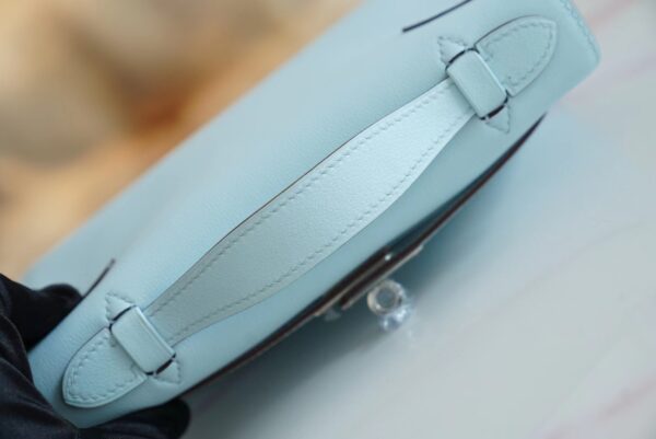 811682d42230d2a Fashion Hermes U2 Blue Zephyr Kelly Pochette 22cm Swift Leather Silver Hardware
