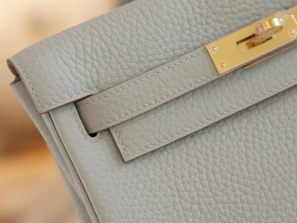 81555bbffb989d0 Handmade Hermes Kelly Ado Backpack 22cm Clemence 80 Gris Pearl Gold Hardware