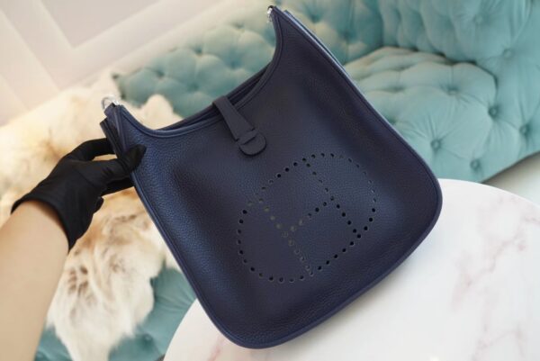 8192a1cf20273d6-1 God Factory Bags Factory Hermes Evelyne 29CM 73 Blue Saphir TC Leather Silver Hardware