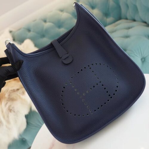 God Factory Bags Factory Hermes Evelyne 29CM 73 Blue Saphir TC Leather Silver Hardware