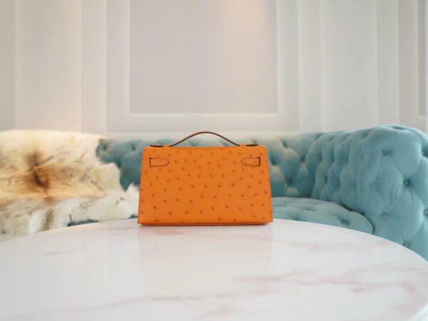 81b5e3a38b2dd8f Wholesale God Factory Bags Factory Hermes Mini Kelly Pochette22cm I9 Abricot Ostrich Leather