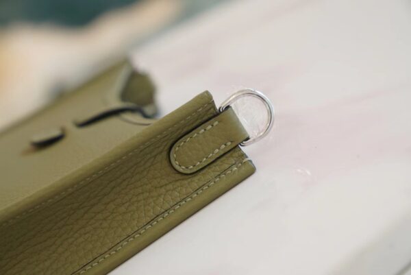 81e911691cd4313 God Factory Bags Hermes Mini Evelyne 16CM Q1 Sauge Clemence Leather Silver Hardware
