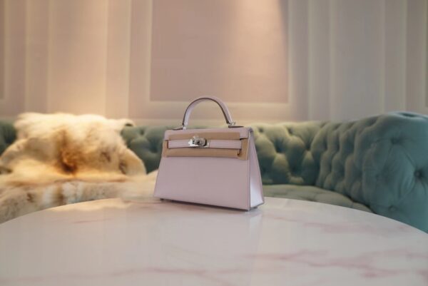 8314f0c6ca7da8e God Factory Bags Hermes 09 Mauve Pale Epsom Leather Mini Kelly 19CM Silver Hardware
