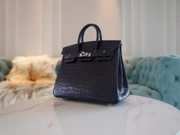 83ad854311c3f97 Taiwan Hermes Birkin 25CM Matte Porosus 2Z Blue Nuit Silver Hardware