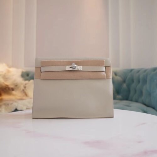 God Factory Bags Factory Hermes CK80 Gris Pearl Kelly Danse 22CM Evercolor Leather Silver Hardware