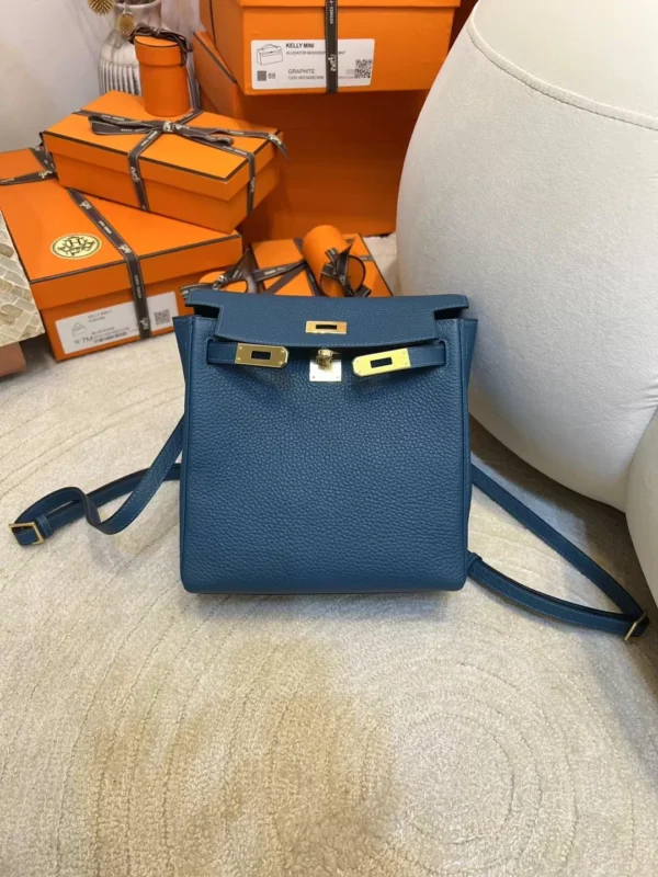 83f0911809192a1-jpg-1 Hermes 1P Blue Colvert Clemence Kelly Ado Backpack Gold Hardware