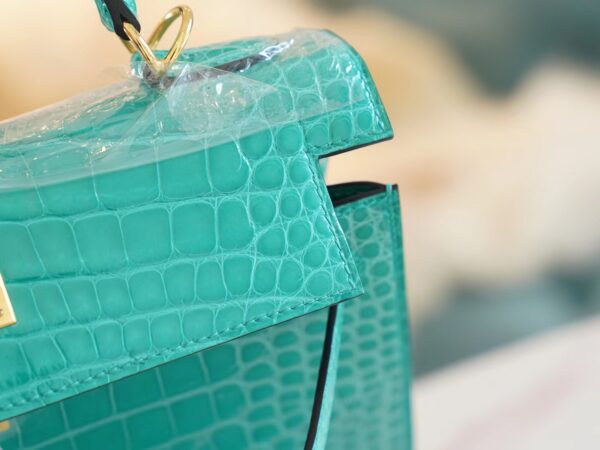 84160503eb04ddf God Factory Bags Hermes Kelly Sellier 25CM O6 Vert Jade HCP Shiny Alligator Gold Hardware