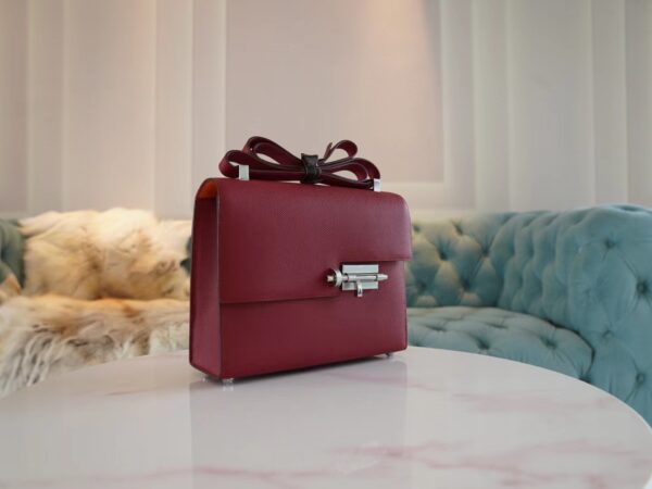 84ea2b708545557 God Factory Bags Hermes Verrou 21CM K1 Rouge Grenade/ Orange Inner Epsom Silver Hardware