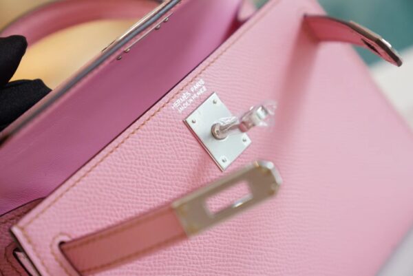 84f993bcdc2b2a6 【God Factory Bags】Hermes 5P Rose Mini Kelly 19CM Epsom Leather Silver Hardware
