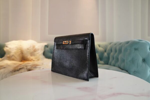 8531a12e97d45f0 Hand Stitching Hermes CK89 Nior Lizard Leather Kelly Danse 22CM Silver Hardware