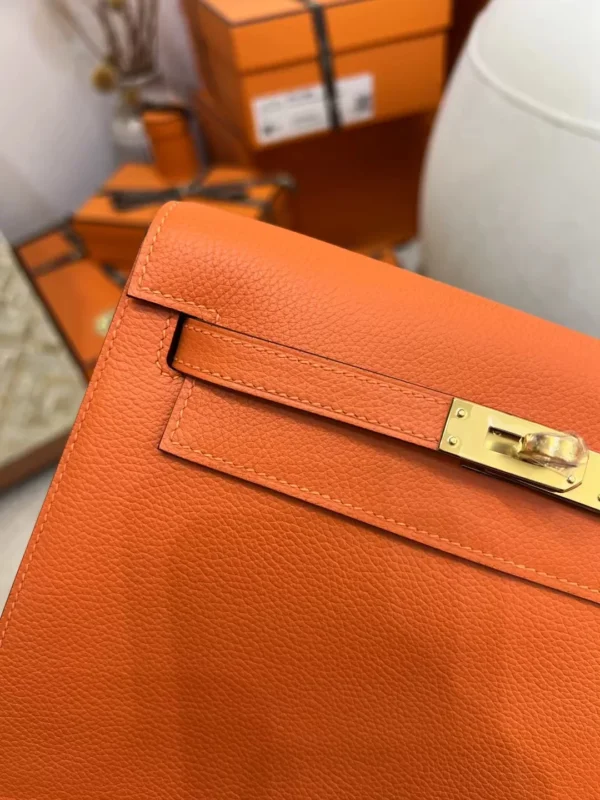 8555dc51f1e04fb-jpg UK London Hermes 9J Feu Orange Kelly Danse 22CM Evercolor Leather Gold Hardware