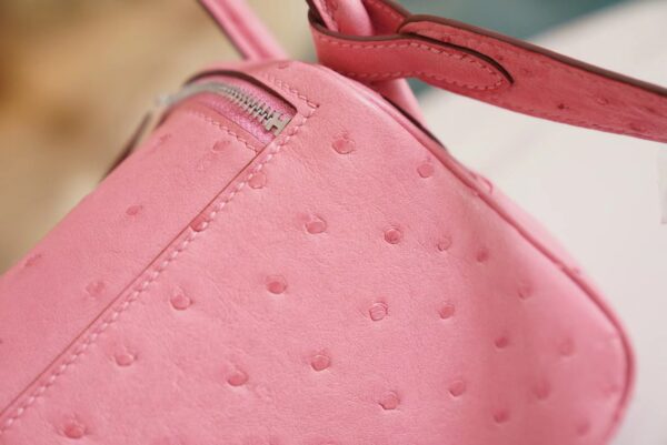 85a218249921d4b Wholesale Hermes Mini Lindy19CM L4 Rose Bubble South Africa KK Ostrich Silver Hardware