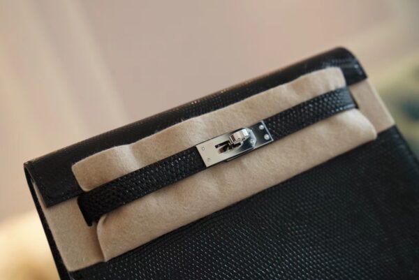 85cc2c5940a6754 Hand Stitching Hermes CK89 Nior Lizard Leather Kelly Danse 22CM Silver Hardware