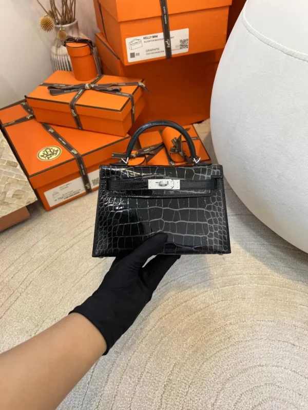 8612c242793ef50-jpg-1 Hermes 89 Noir Mini Kelly 19CM HCP Shiny Alligator Silver Hardware