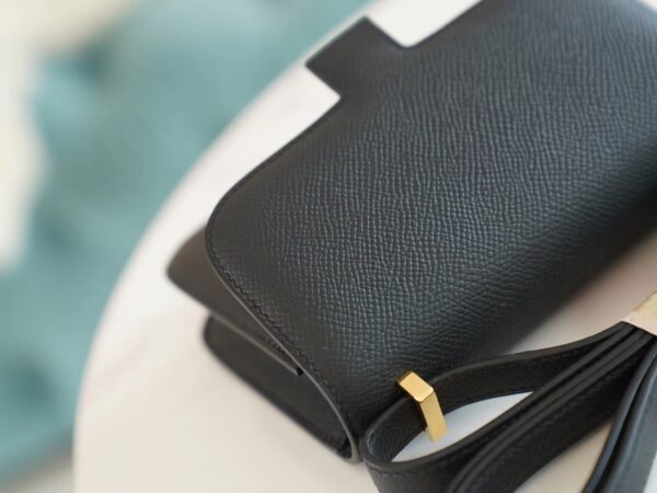 866115df9f822fa Full Handmade Hermes CK89 Black Epsom Leather Constance14cm Gold Hardware