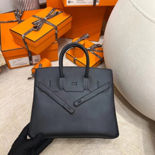 USA Washington Hermes Birkin Shadow 25CM Swift 89 Noir Silver Hardware