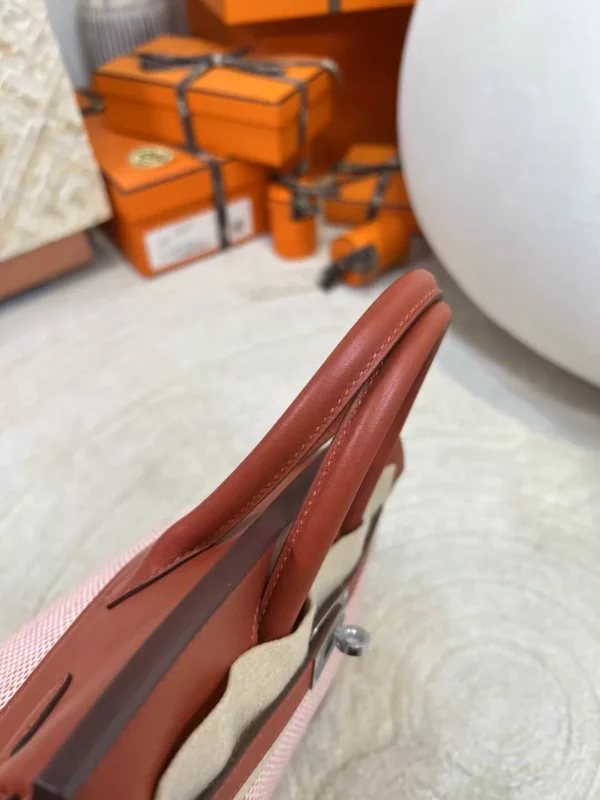 8717f3c5abc8a32-jpg Stock Toil Canvas / Leather Brique Birkin 25CM Silver Hardware Women’s Bag