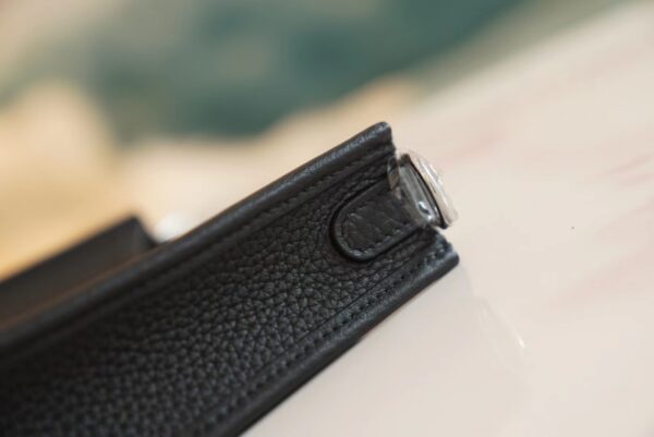 8750a52d0a71204 Full Handmade Hermes CK89 Black Clemence Leather Mini Evelyne 16CM Silver Hardware