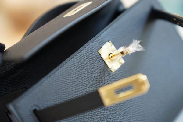 881db24b38c8d2c Fashion God Factory Bags Hermes CK89 Black Epsom Leather Kelly Pochette22cm Clutch Bag