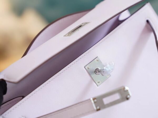 883568ec2850414 Sale Hermes Mini Kelly Pochette22cm 09 Mauve Pale Swift Leather Silver Hardware