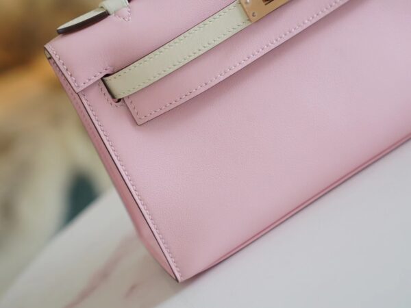 886b97e52322130 God Factory Bags Hermes Kelly Pochette22cm 3Q Rose Sakura/CK10 Craie Swift Leather Rose Gold Hardware