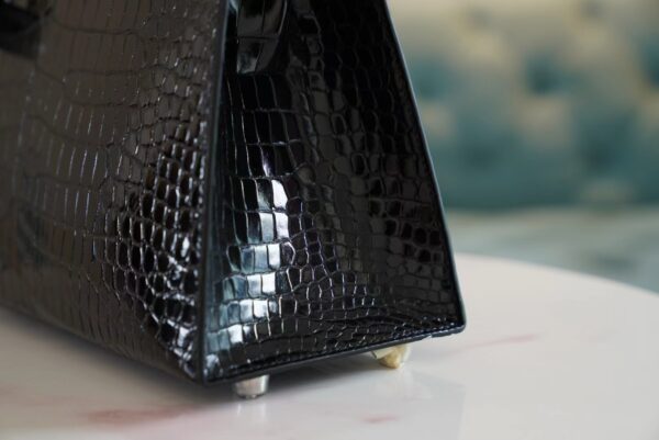 889410a99813b0c Handmade Hermes Kelly 28CM Shiny Porosus 89 Nior Silver Hardware