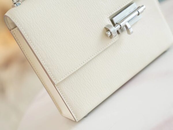 88a6b1fc2defbfe Stock Hermes Verrou Mini C10 Craie Chevre Leather Crossbody Bag Silver Hardware