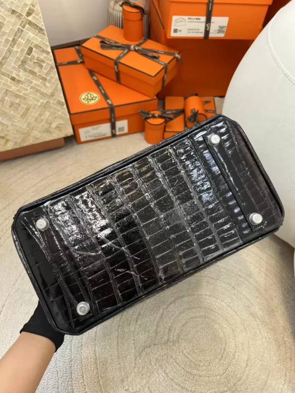 88c42ad63693588-jpg Hermes Boutique 89 Noir Birkin 30CM Shiny Porosus Crocodile Silver Hardware