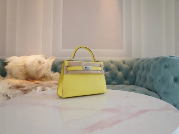 88fff59bffc3488 USA Los Angeles Hermes Mini Kelly 19CM Epsom 9R Lime Silver Hardware