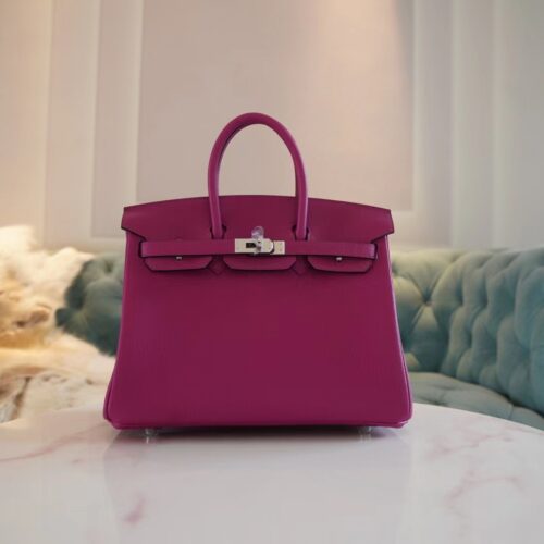 God Factory Bags Hermes L3 Rose Purple Togo Birkin 25CM Tote Bag Silver Hardware