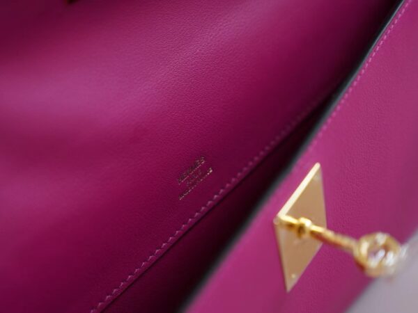 89d15f28189eebb God Factory Bags Hermes Swift Leather Kelly Cut 31CM L3 Rose Purple Gold Hardware