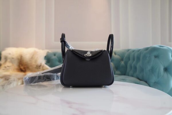 89e3a5121a9f0c2-1 God Factory Bags Hermes 2Z Blue Nuit Clemence Leather Mini Lindy Touch19CM