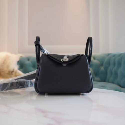 God Factory Bags Hermes 2Z Blue Nuit Clemence Leather Mini Lindy Touch19CM