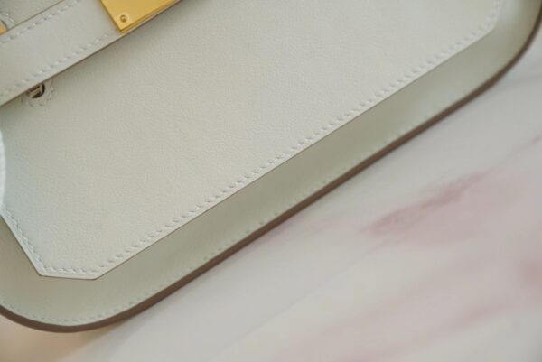 8a307e84173acf0 Hand Stitching Hermes Jypsiere Mini Mushroom White Swift Leather Gold Hardware