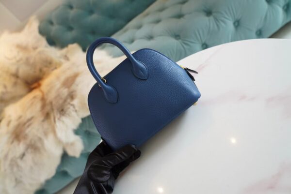 8acb5cad0d7ad48 Fashion Hermes Mini Bolide 18CM 71 Blue France Evercolor Leather Gold Hardware