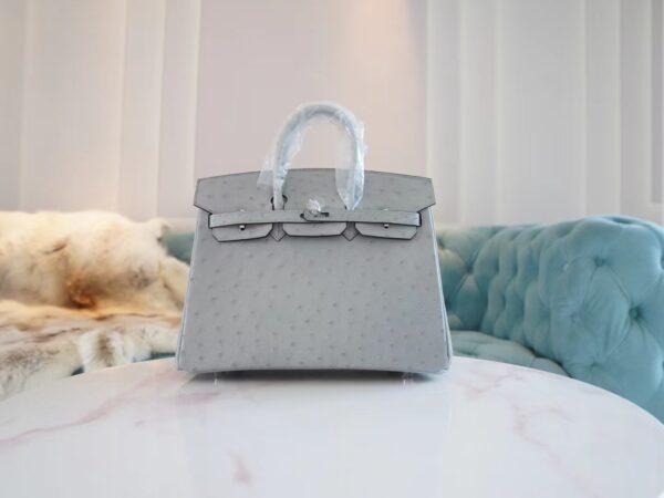 8ad1e963d81a27f-1 Discount Hermes 8U Blue Glacier South Africa KK Ostrich Birkin25CM Tote Bag