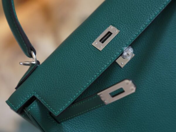 8b4a05fabfaaaba God Factory Bags Hermes Z6 Malachite Kelly 28CM Evercolor Leather Silver Hardware
