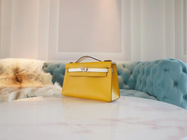 8b8fbe98b0cc3c2 God Factory Bags Hermes 9D Amber & Nata Swift Leather Kelly Pochette22cm Silver Hardware