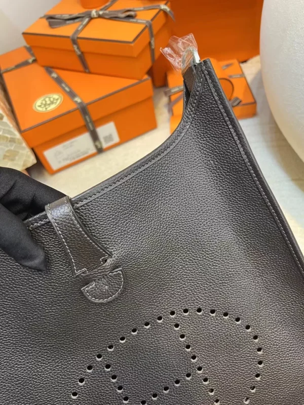 8b9cf4e3130c467-jpg Hermes Boutique Barenia Leather Evelyne 29CM 46 Ebene Silver Hardware