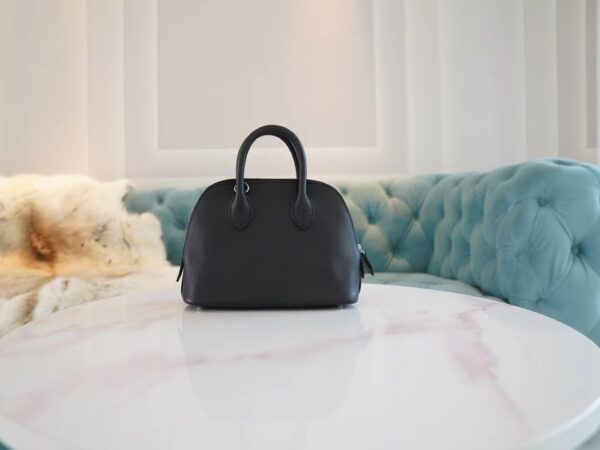 8cac427eb69fefb-1 Hand Stitch Hermes Mini Bolide18CM CK89 Black Evercolor Leather Silver Hardware