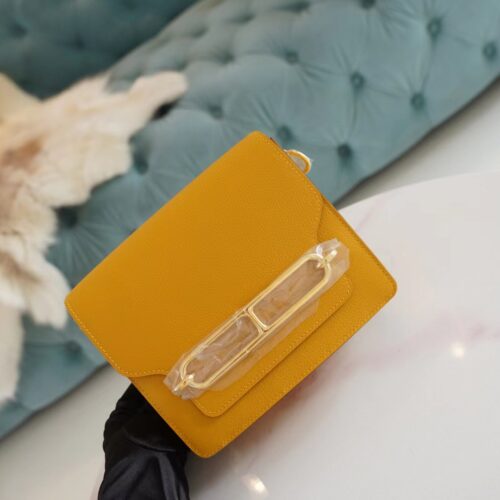 God Factory Bags Hermes 9D Amber Roulis Mini 18cm Evercolor Gold Hardware