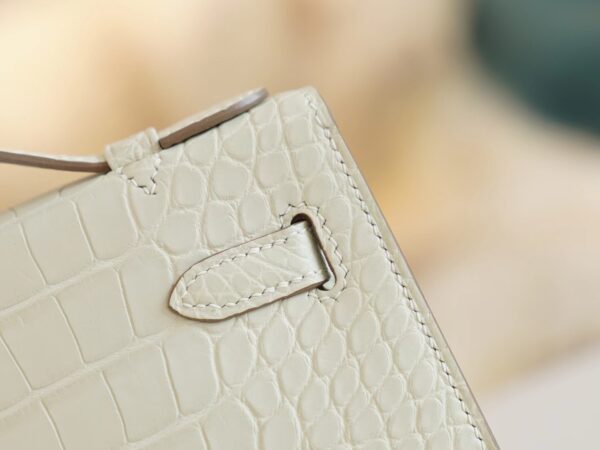8e3629fd107aa1d Australia Canberra Hermes Kelly Pochette 22CM Matte Alligator 8L Beton Silver Hardware