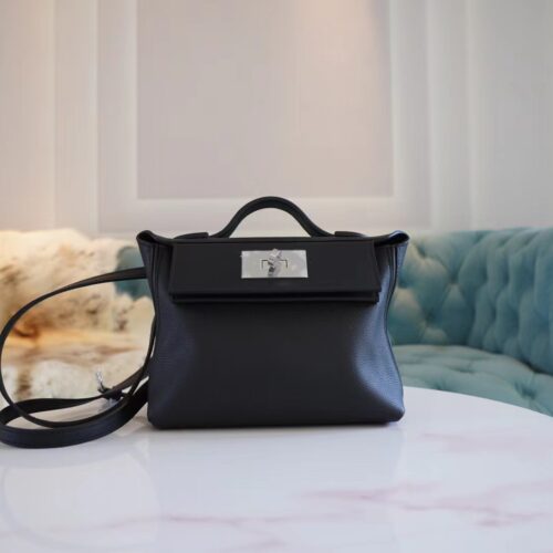 Wholesale God Factory Bags Hermes Mini Kelly 24/24 CK89 Nior Evercolor Leather Silver Hardware